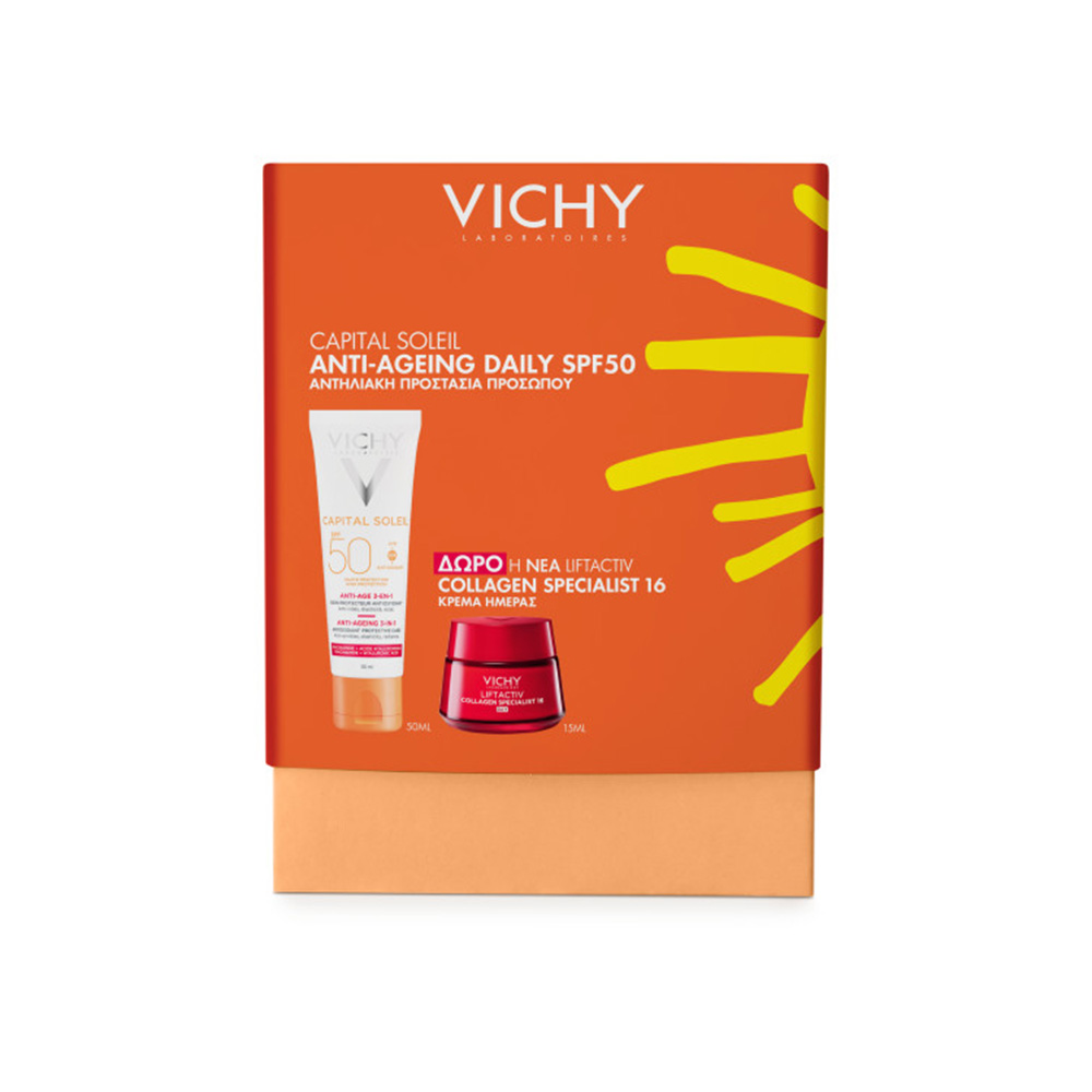 VICHY - PROMO PACK CAPITAL SOLEIL Anti-Ageing 3-in-1 SPF50 - 50ml ΜΕ ΔΩΡΟ Liftactiv Collagen Specialist 16 Day Cream - 15ml
